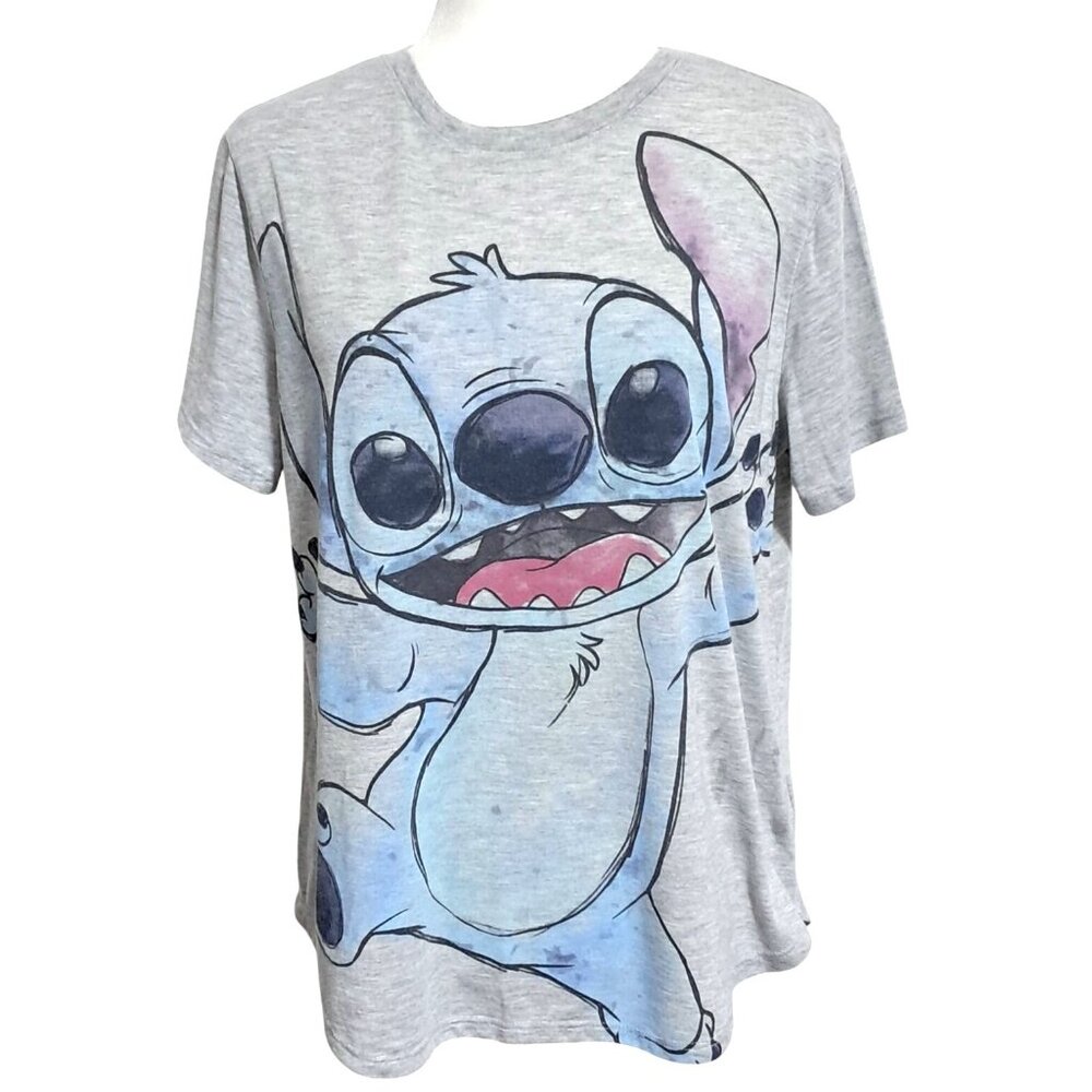Disney Lilo & Stitch Watercolor Graphic Tee Heather Gray Womens XXL Parks Exclus